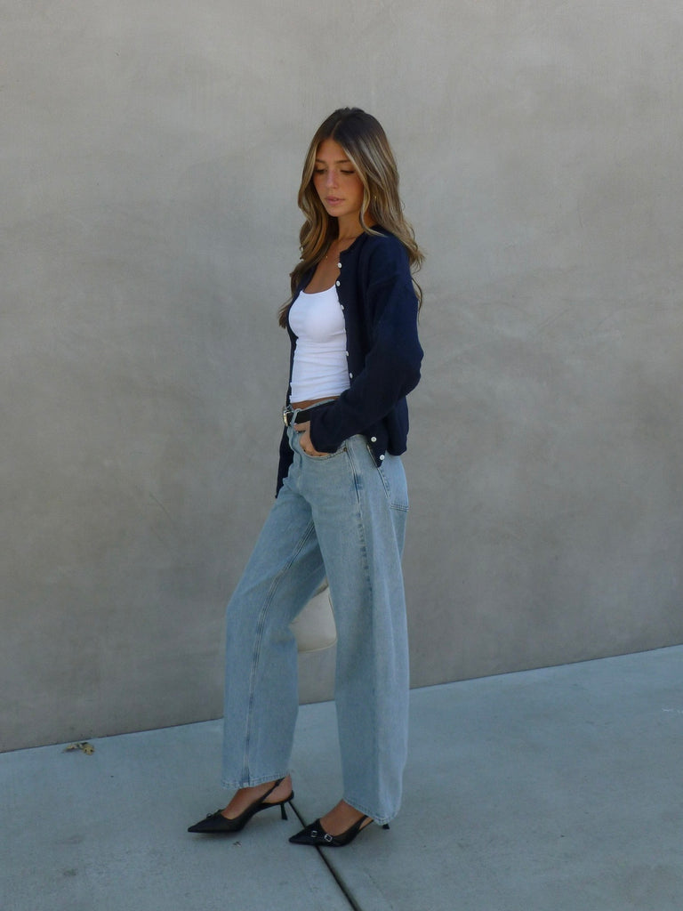 Ashton Button Down Cardigan in Navy