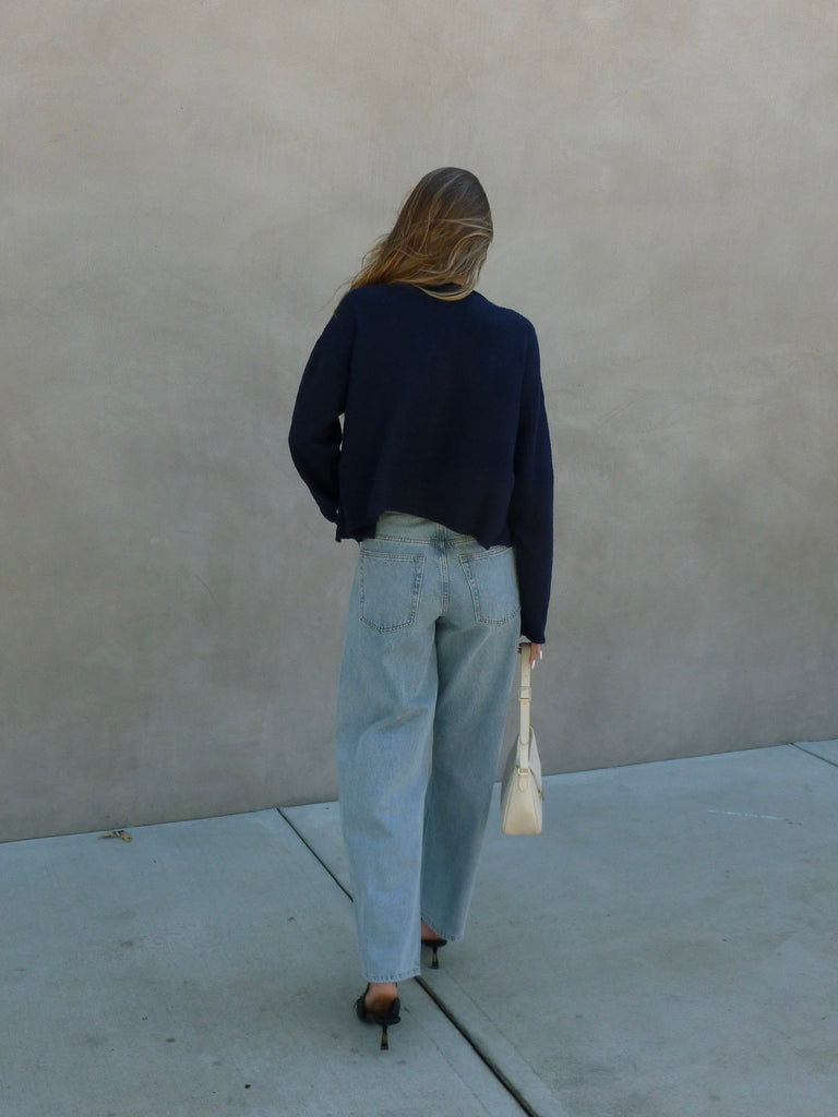 Ashton Button Down Cardigan in Navy