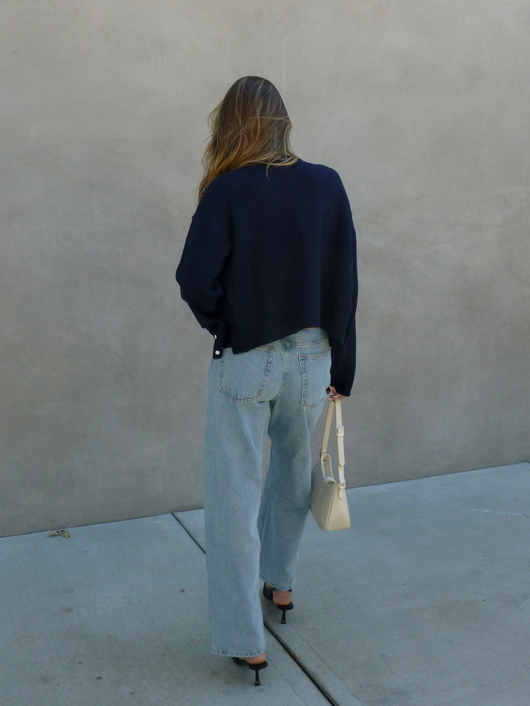 Ashton Button Down Cardigan in Navy