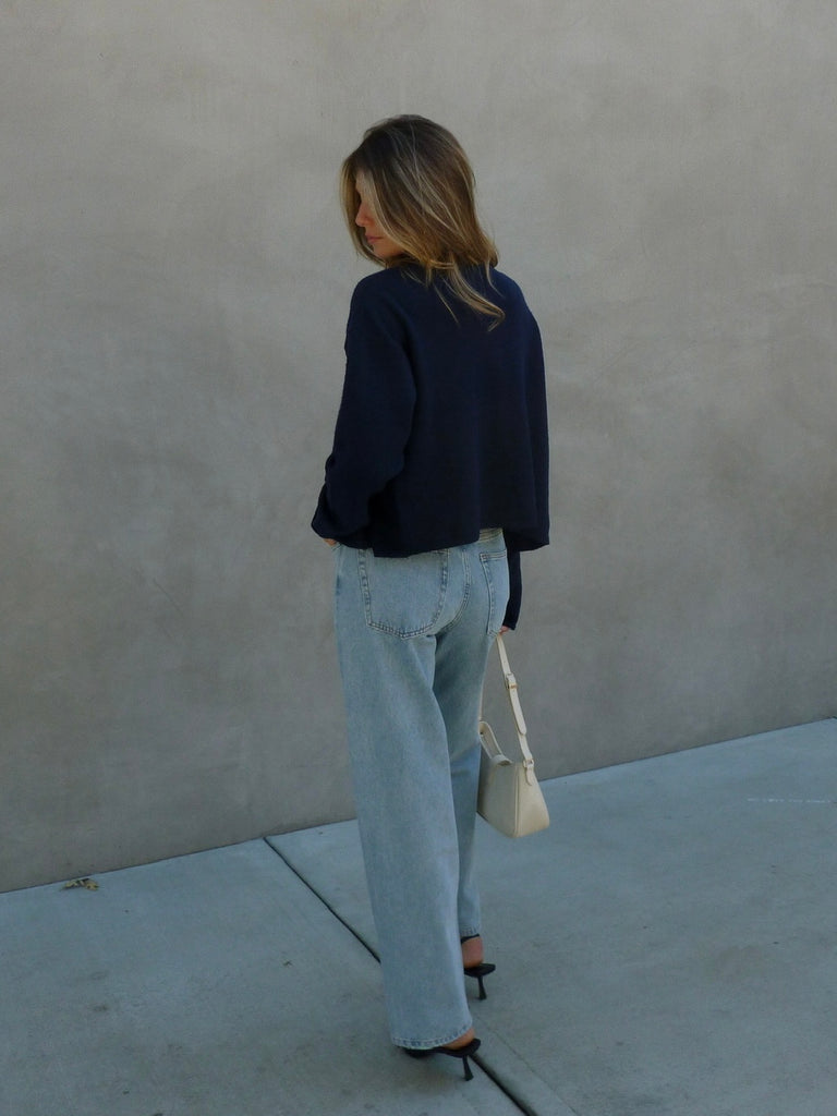 Ashton Button Down Cardigan in Navy