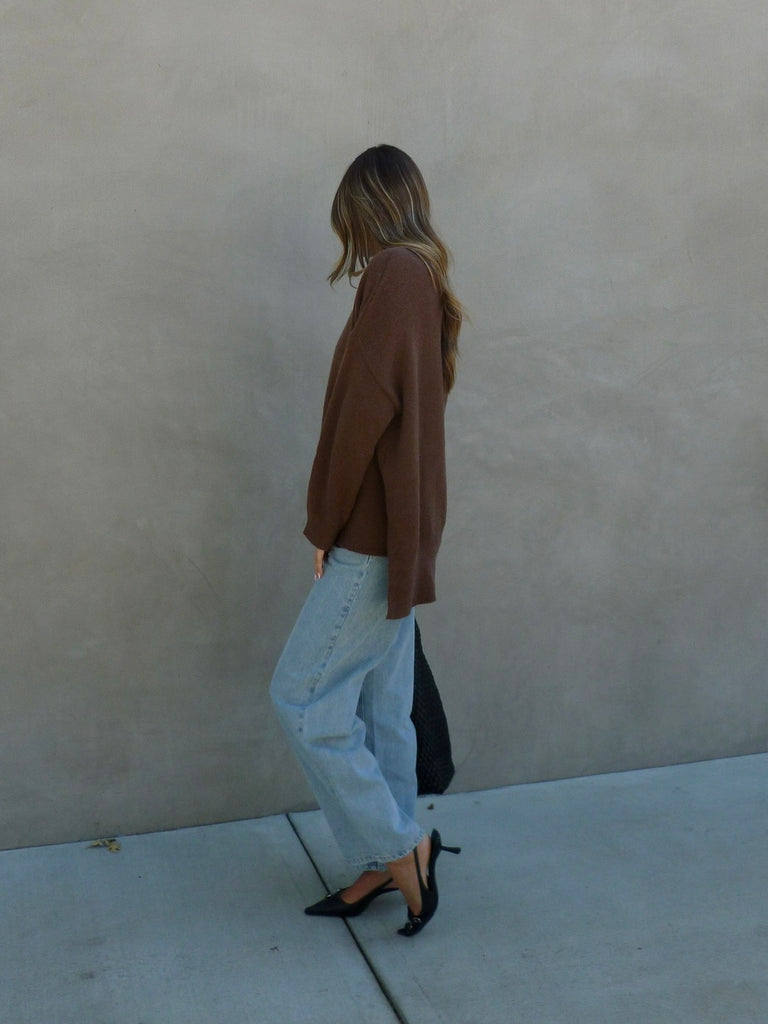 Brendan Mock Neck Sweater in Brown