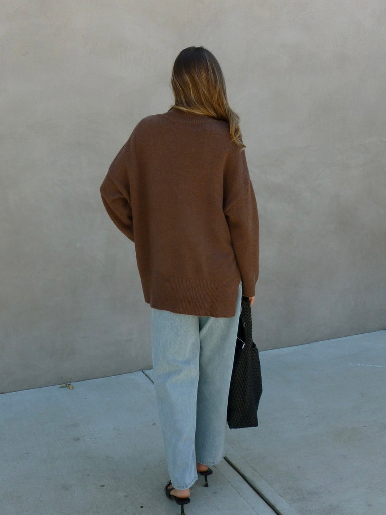Brendan Mock Neck Sweater in Brown