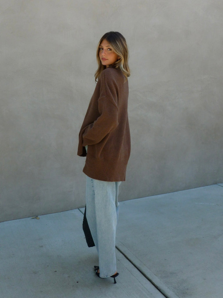 Brendan Mock Neck Sweater in Brown