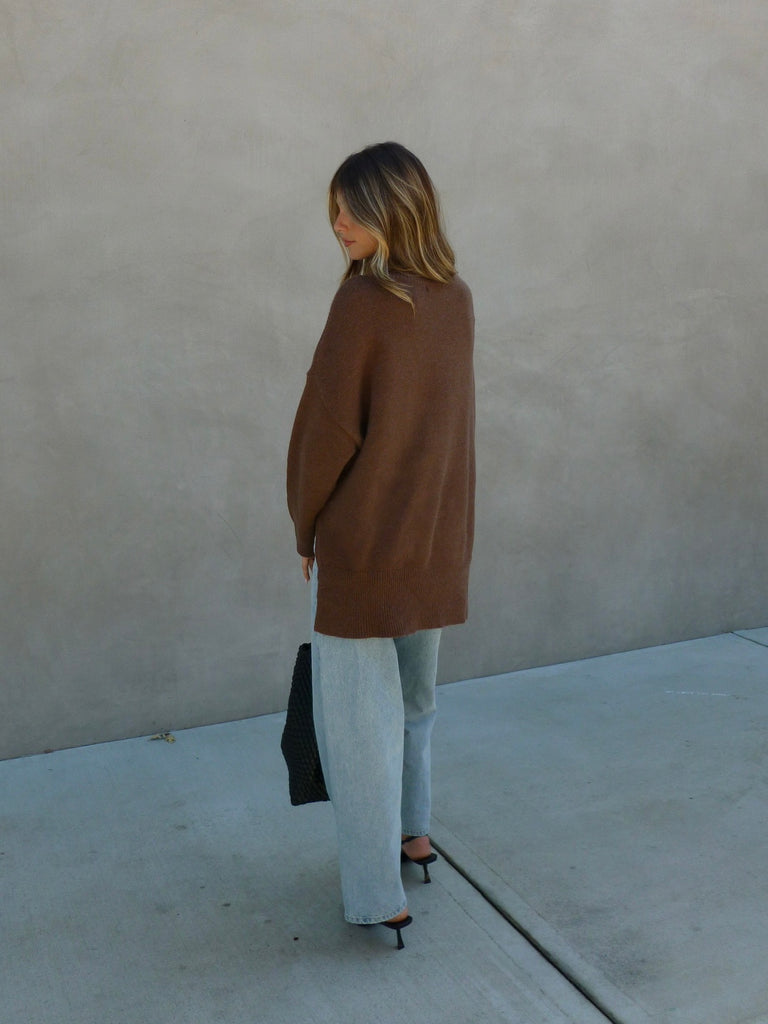 Brendan Mock Neck Sweater in Brown