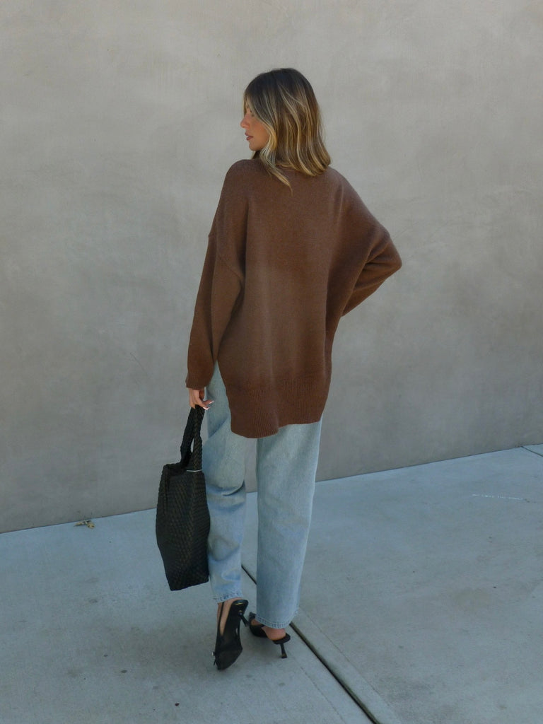 Brendan Mock Neck Sweater in Brown