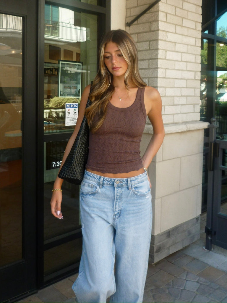Becca Reversible Lace Tank in Espresso
