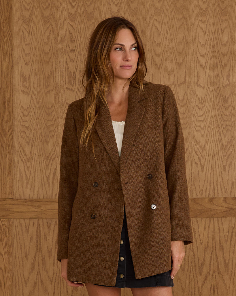 Double Breasted Blazer in Rustic Plaid by RYLEE + CRU