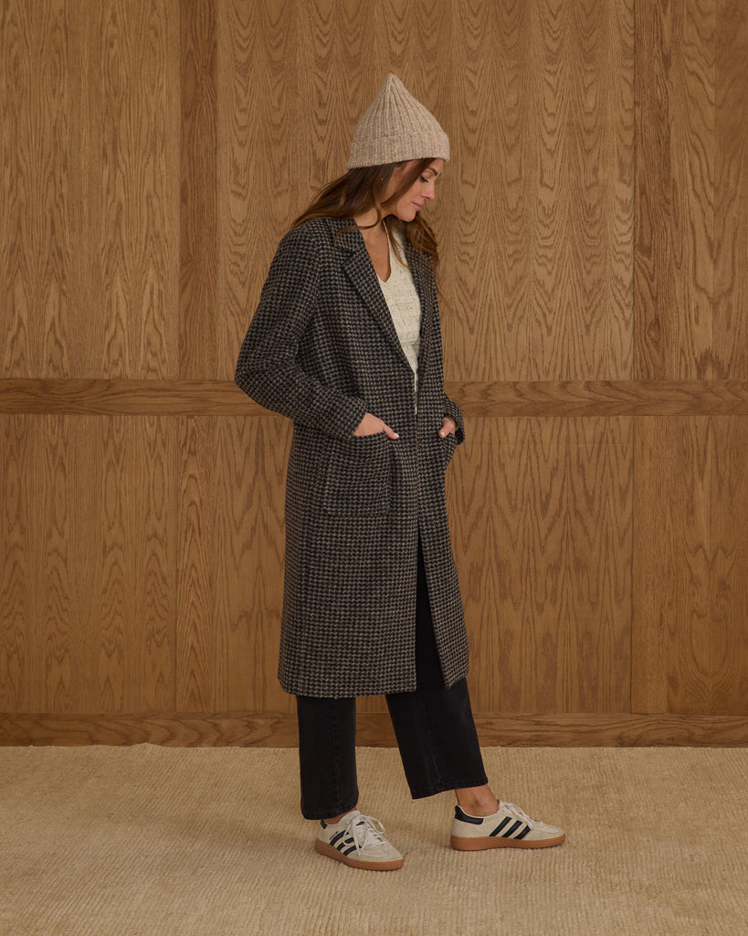 Longline Coat in Micro Check by RYLEE + CRU