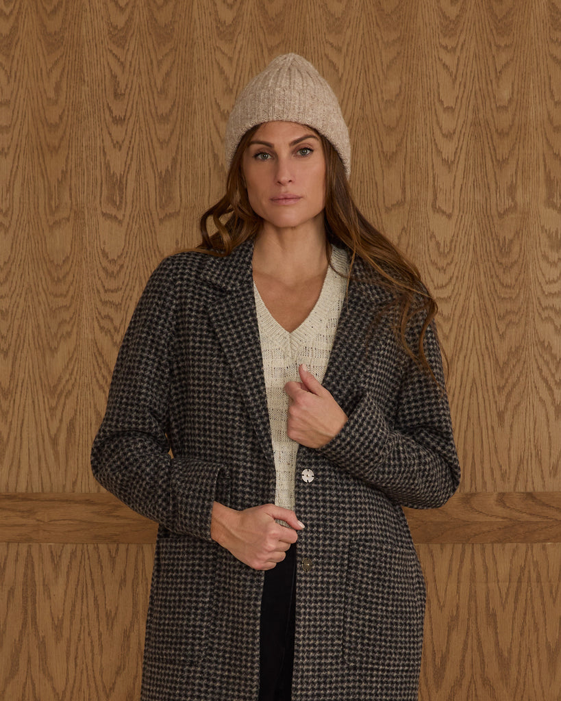 Longline Coat in Micro Check by RYLEE + CRU