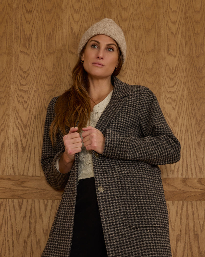 Longline Coat in Micro Check by RYLEE + CRU