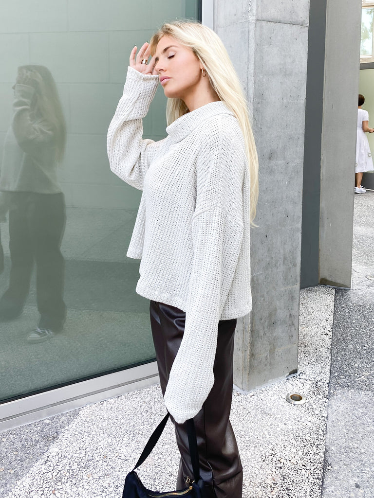 Wind Down Knit Sweater in Off White