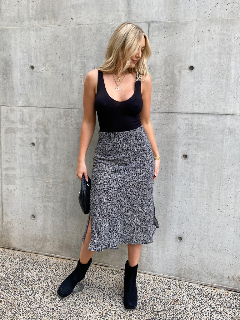 Sienna Midi Skirt in Black