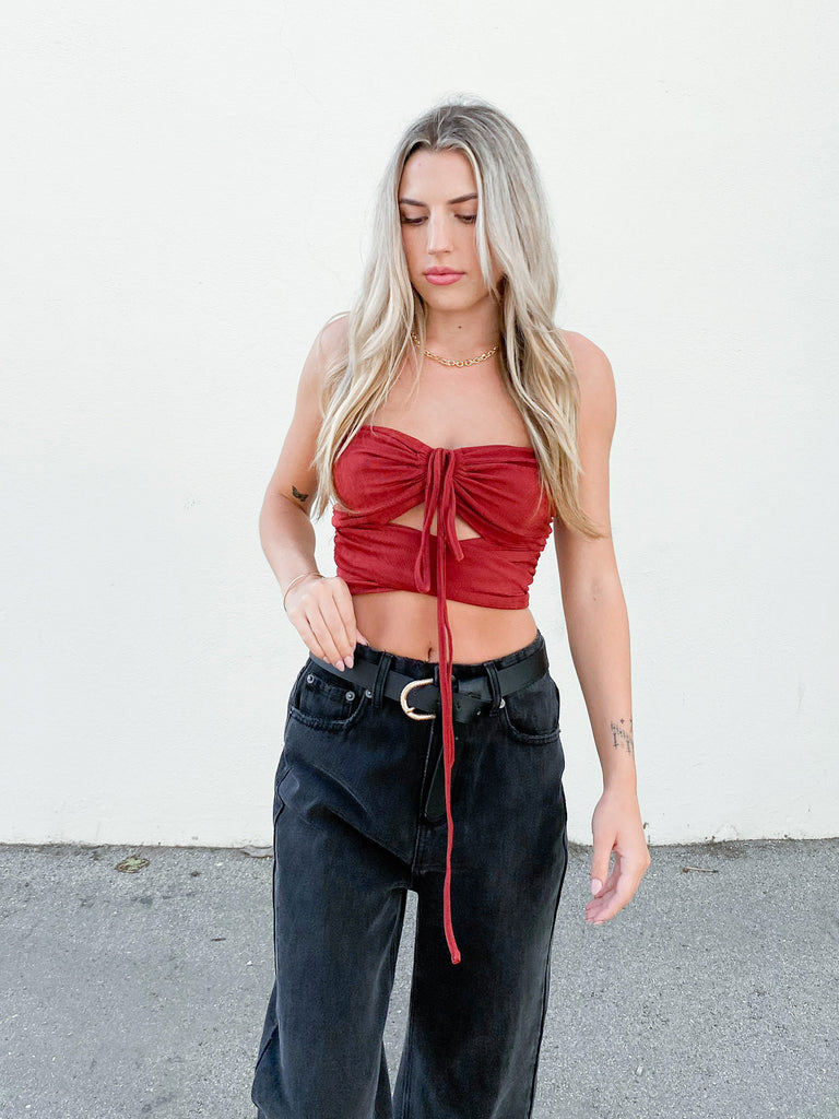 Meant to Be Wrap Top in Red Rose