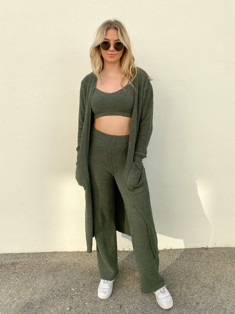 Boucle Lounge Pants in Forest Green