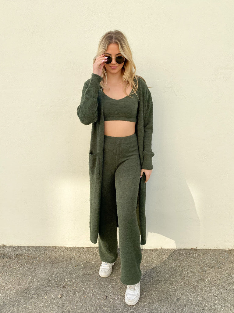 Boucle Cardigan in Forest Green