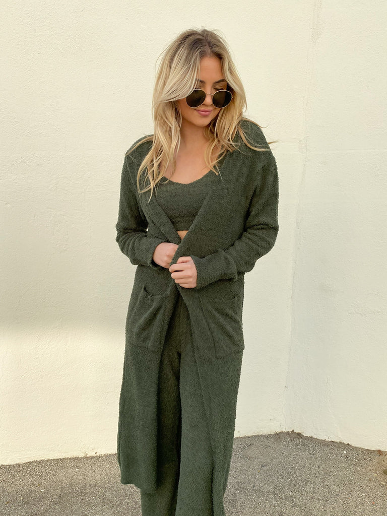 Boucle Lounge Pants in Forest Green