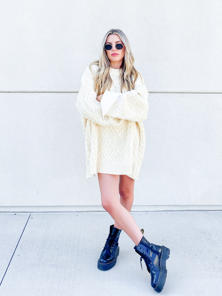 Sonny Oversized Knit  in Cream by LIONESS