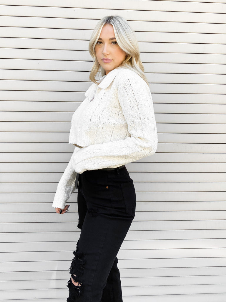 Mora Sweater Top in Ivory