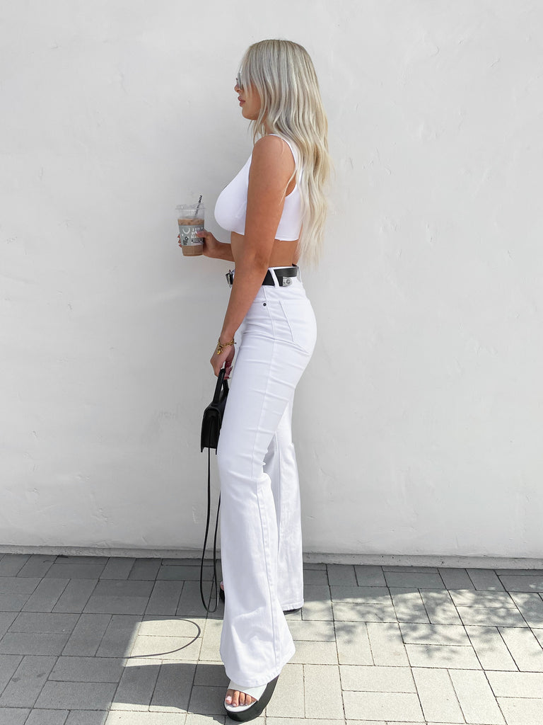 Paige Flared Jeans in White
