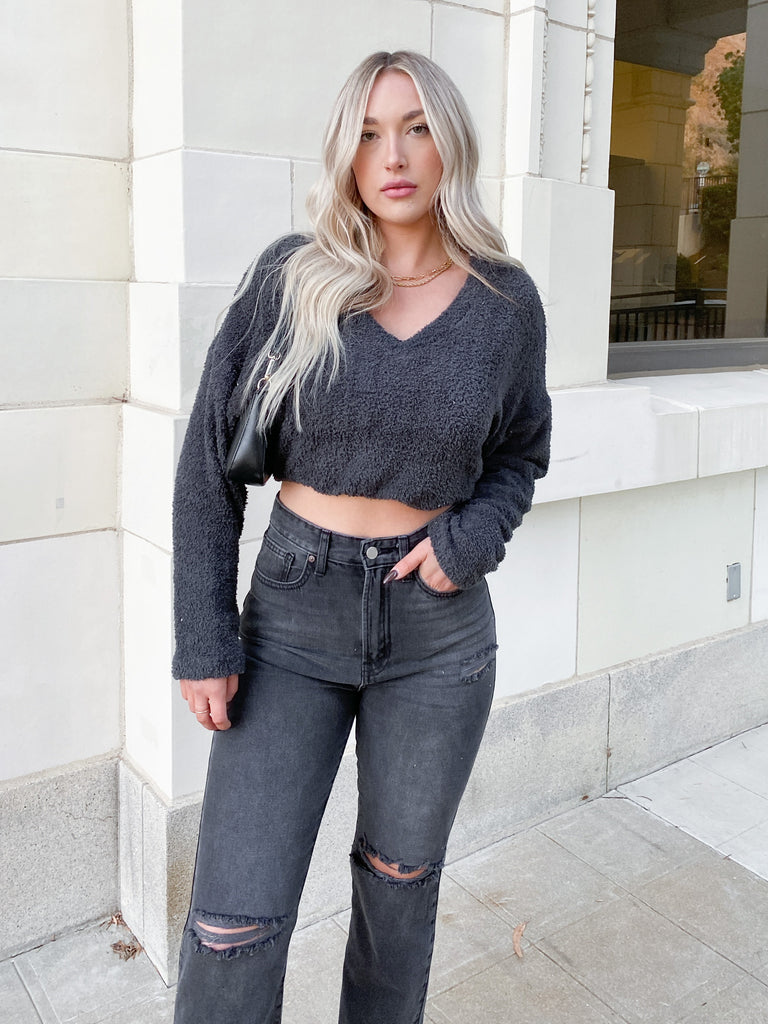 Plush Pullover in Charcoal