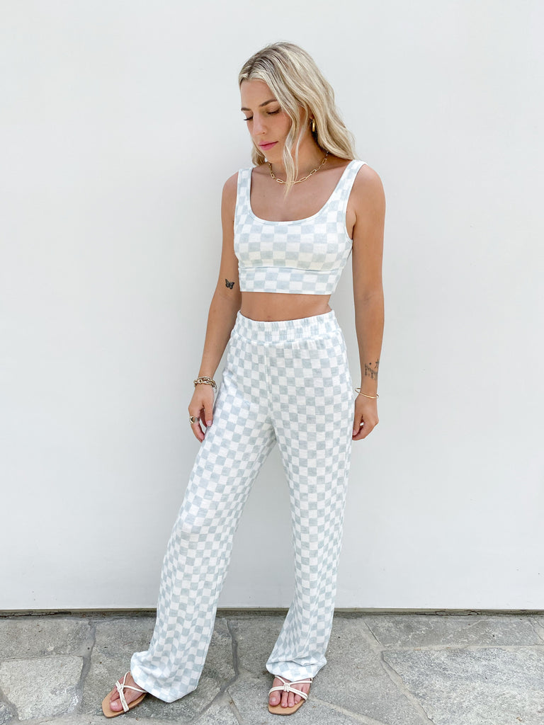 Show Some Flare Checker Pant in Cloud Dancer by Z SUPPLY