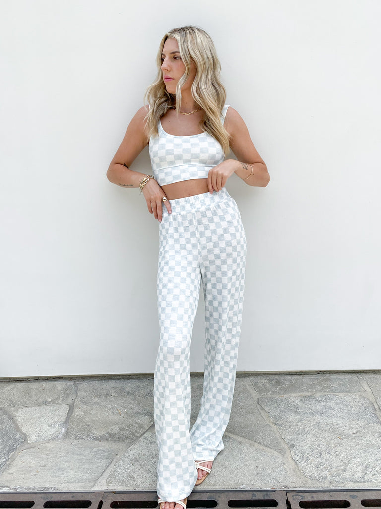 Show Some Flare Checker Pant in Cloud Dancer by Z SUPPLY