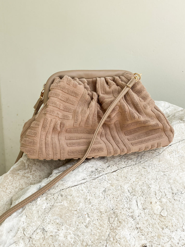 The Terry Clutch in Taupe