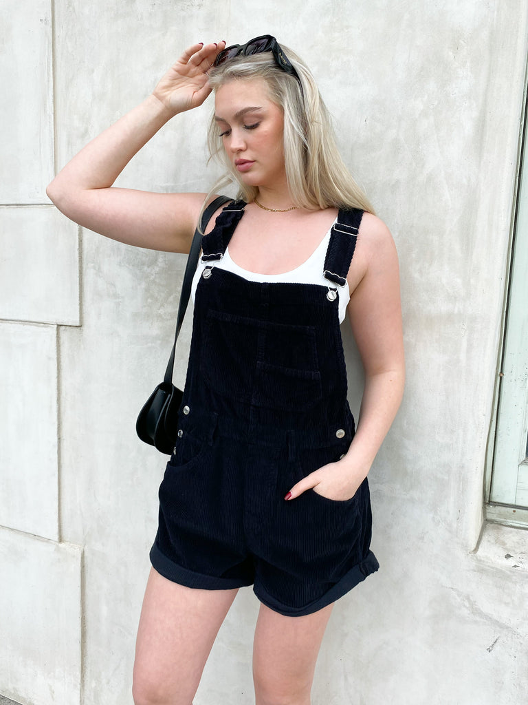 Ziggy Cord Shortall in Black by FREE PEOPLE