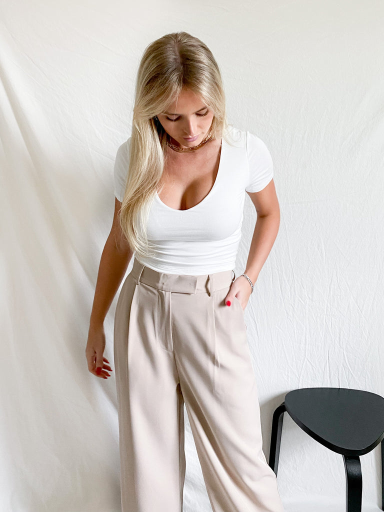 Core Cropped V-Neck in White