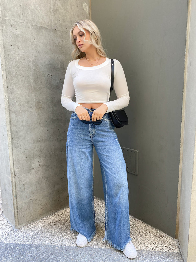 Old West Slouchy Jeans in Canyon Blue by FREE PEOPLE