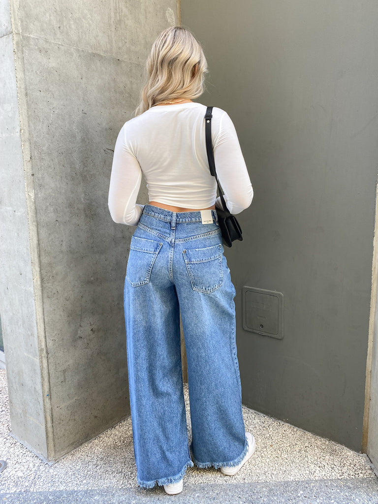 Old West Slouchy Jeans in Canyon Blue by FREE PEOPLE