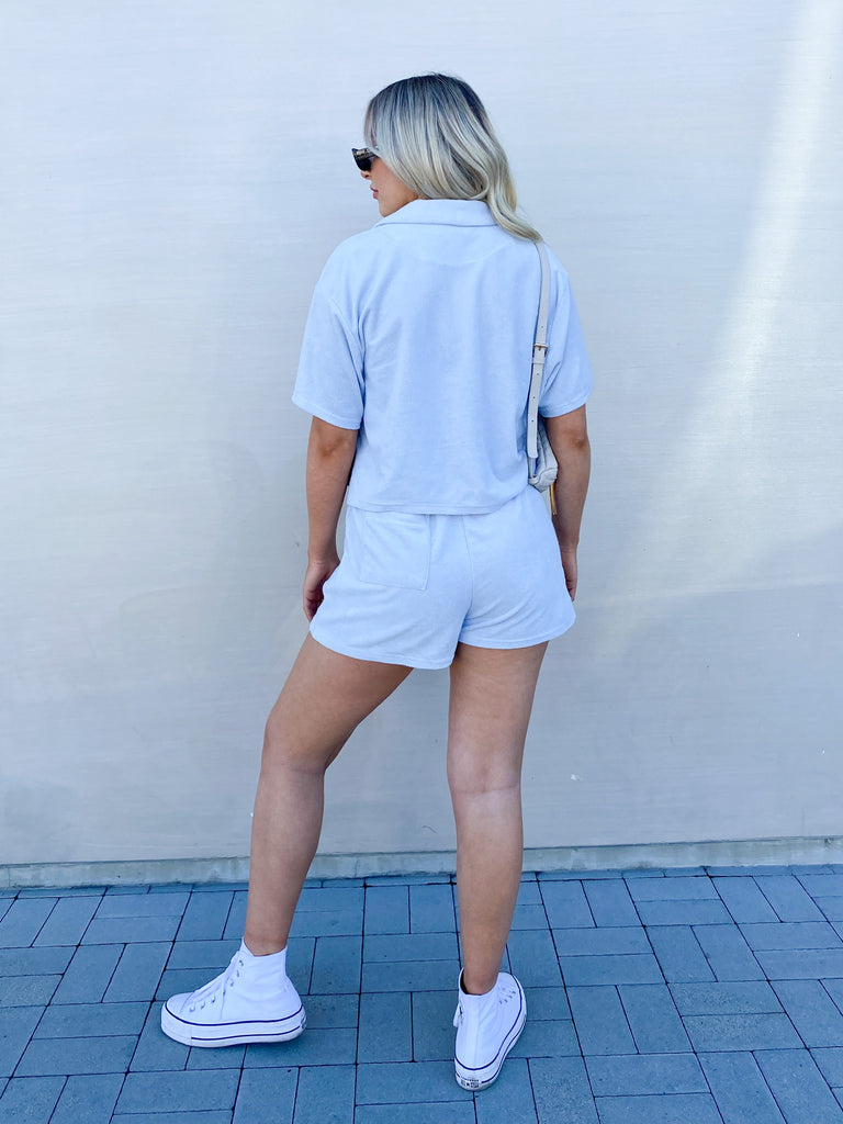 The Commons Terry Shorts in Baby Blue