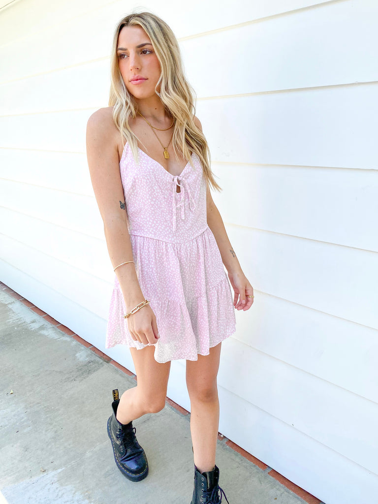 Speckle Romper in Baby Pink