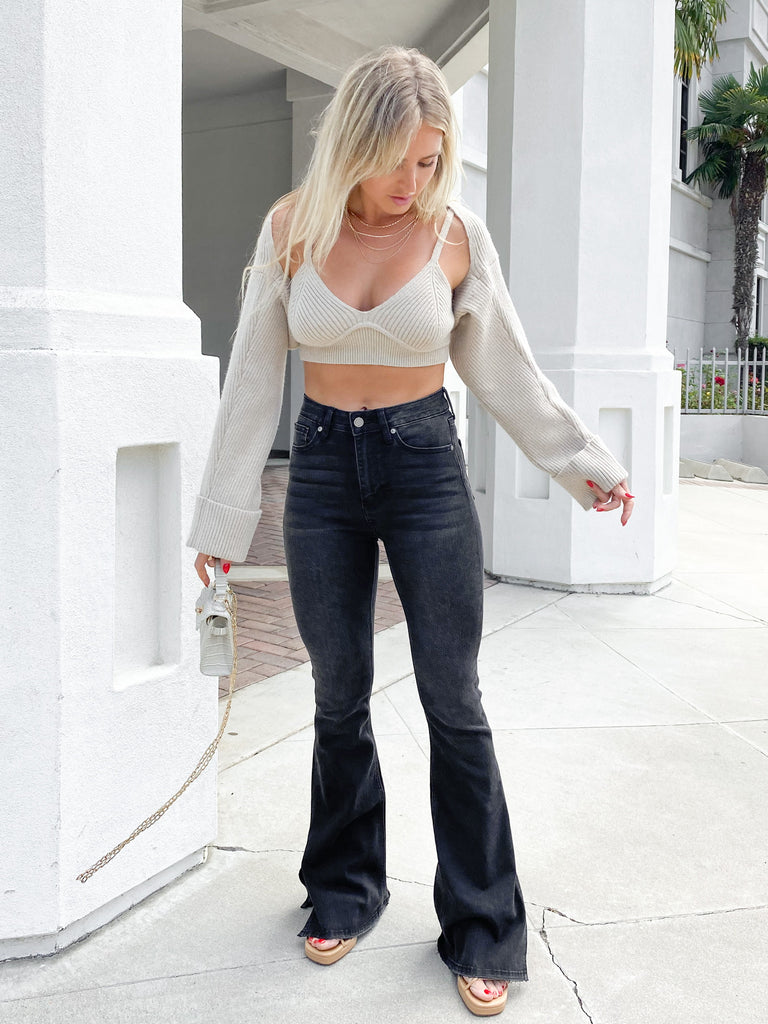 Paige Flared Jeans in Black
