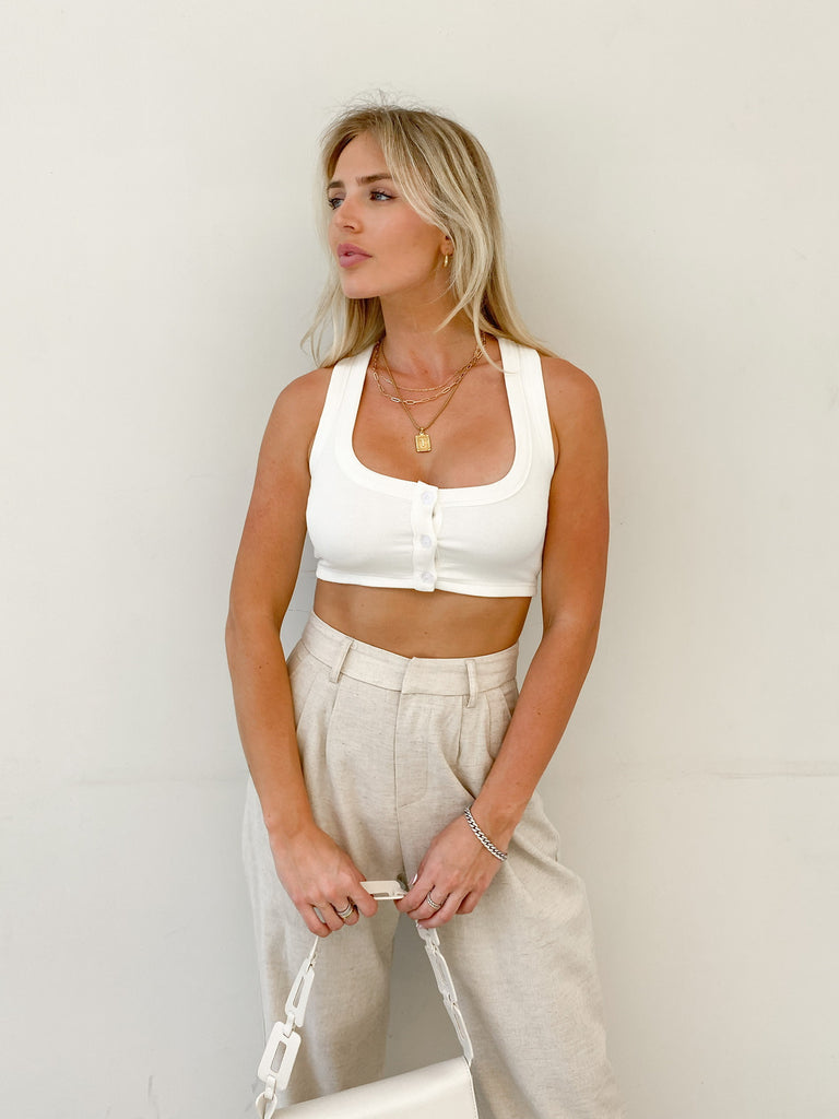 Scout Button Down Tank in White
