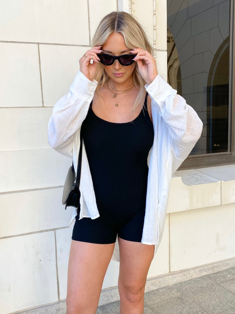 Not Your Average Knit Romper in Black
