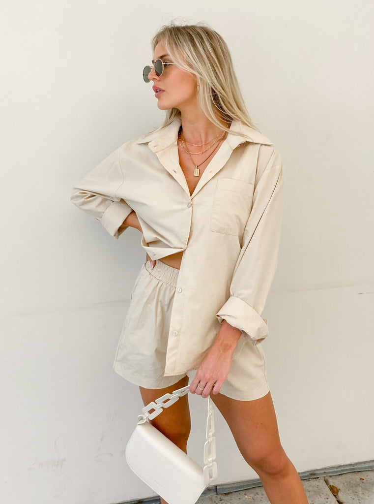 Kelly Button Down Set in Nude