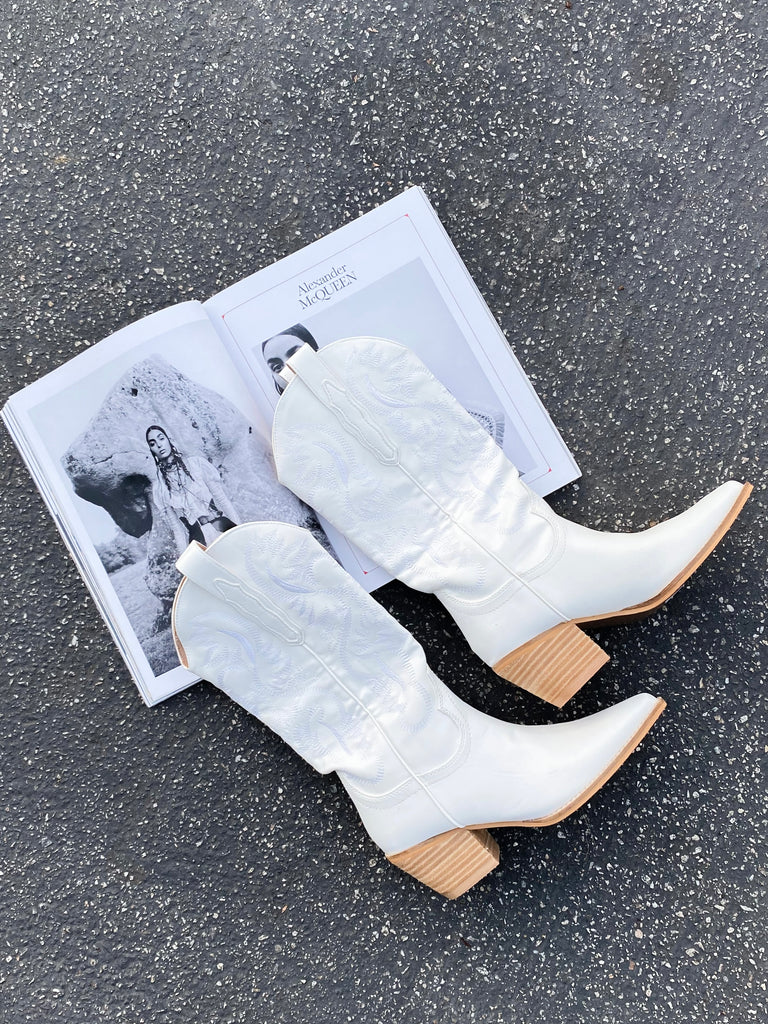 Aster Western Boots in White
