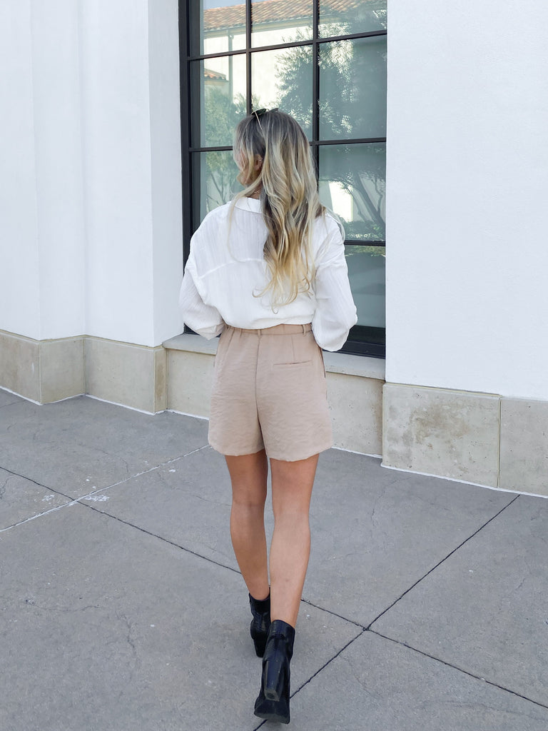 Back to Business Shorts in Natural