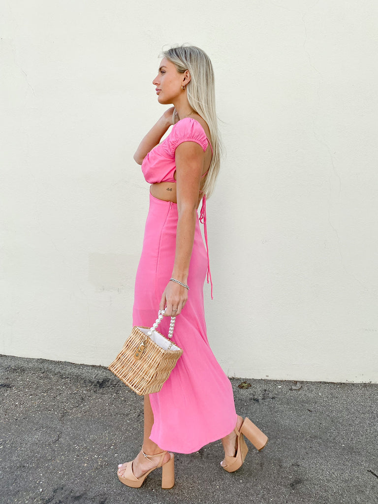 Hamptons Midi Dress in Hot Pink