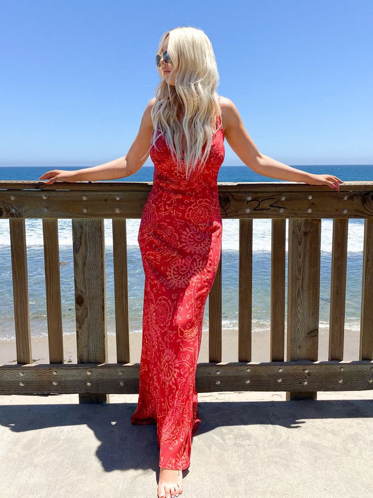 Mystical Mindset Printed Maxi Dress in Scarlett Combo by FREE PEOPLE