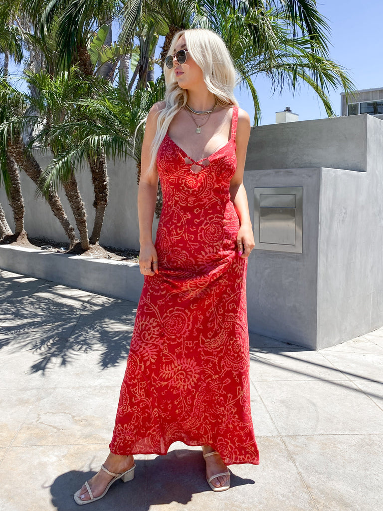 Mystical Mindset Printed Maxi Dress in Scarlett Combo by FREE PEOPLE