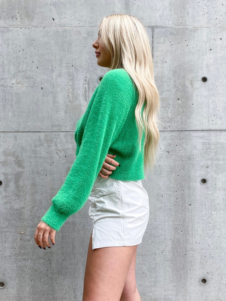 Feels Like Fall Cropper Sweater in Green
