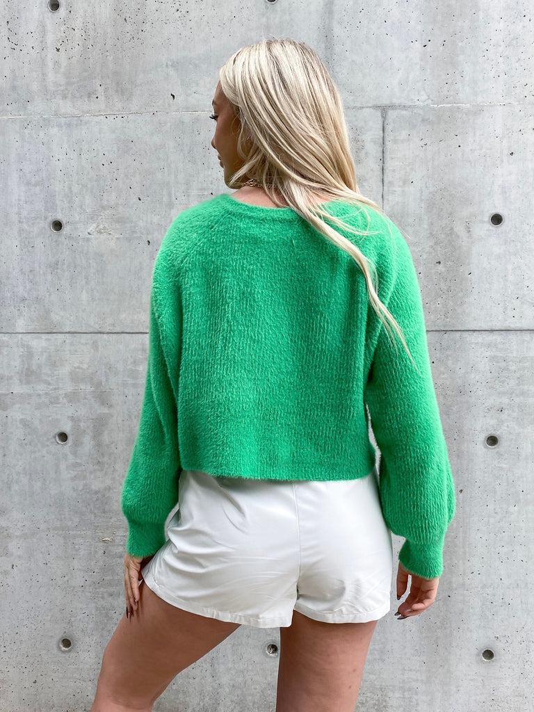 Feels Like Fall Cropper Sweater in Green
