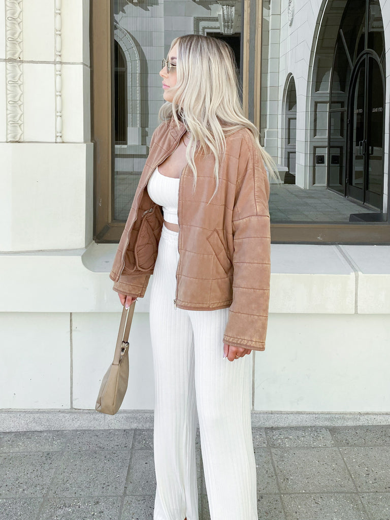 Silo Quilted Jacket in Camel