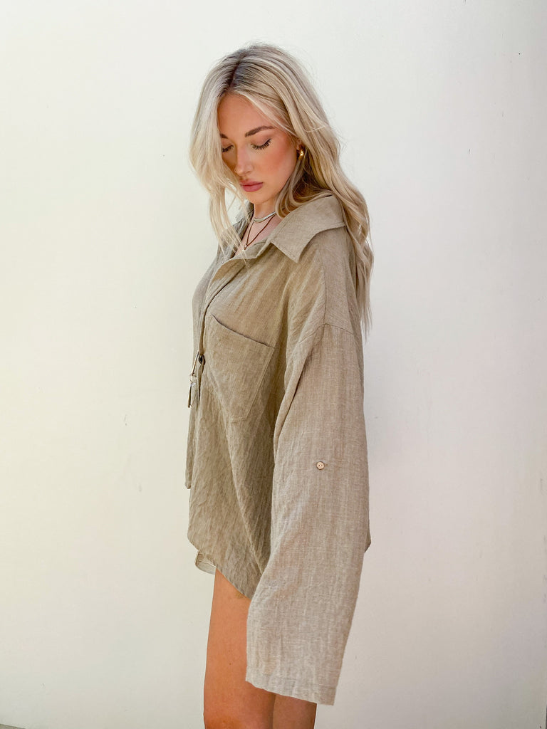 Dylan Button Down in Toffee