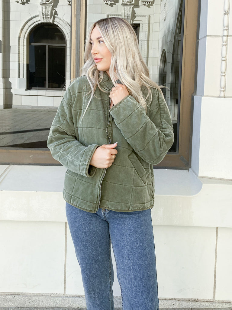 Silo Quilted Jacket in Army