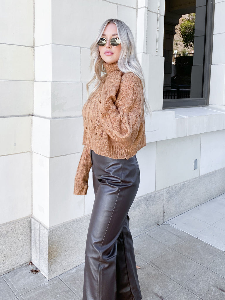 Fall Feels Turtle Neck Sweater in Toffee