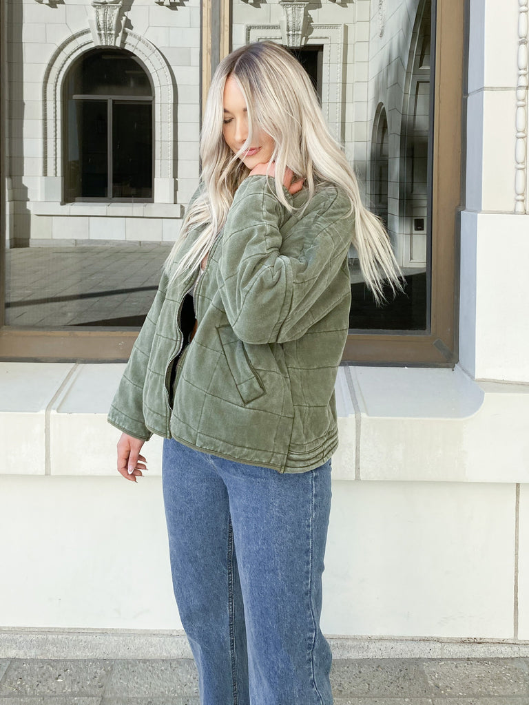Silo Quilted Jacket in Army