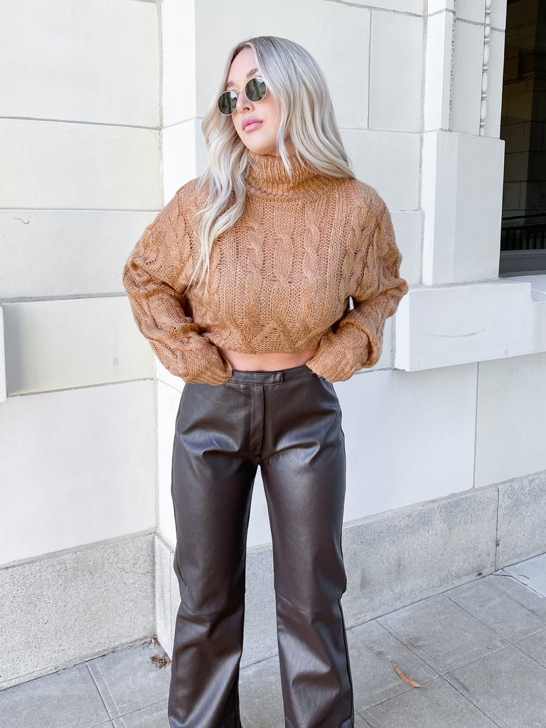 Fall Feels Turtle Neck Sweater in Toffee